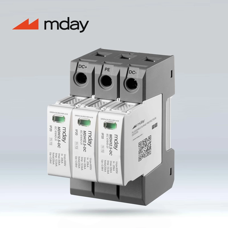 Hot Selling lightning arrester types SPD 20/40ka DC 3P T1T2 600V