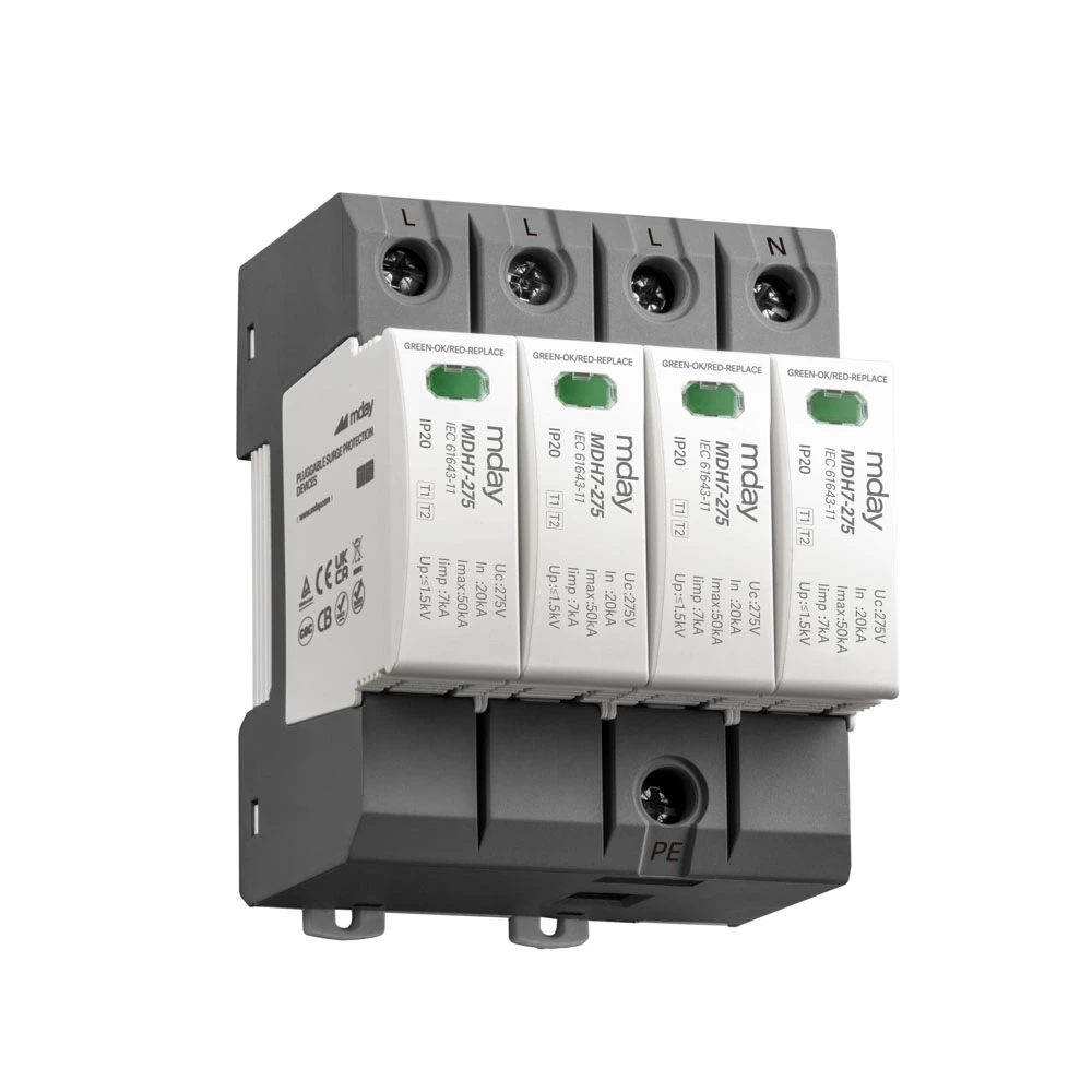 Voltage Surge Protector T1+2 385v 20ka 40ka 4p Ac Spd Lightning Surge Arrestor