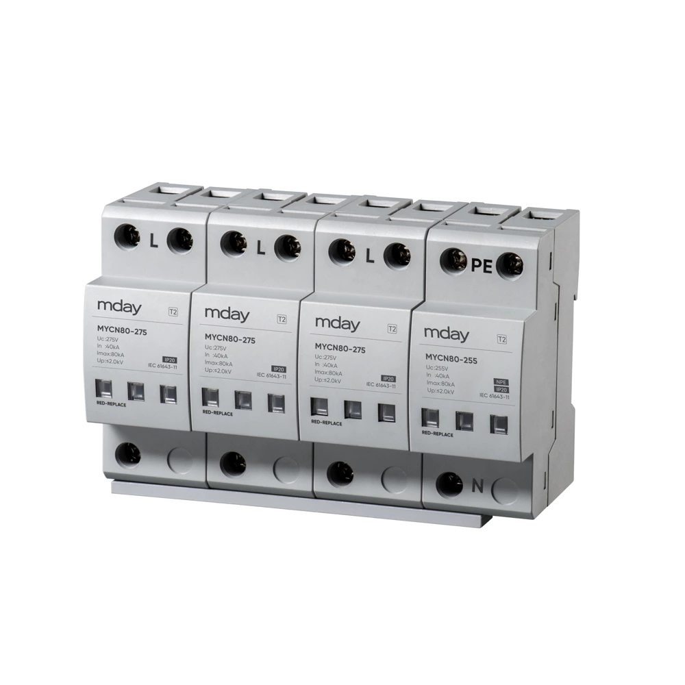 MYCN80 40/80ka 275v 385v 440v 3p+npe Ac Best Rated Surge Protector