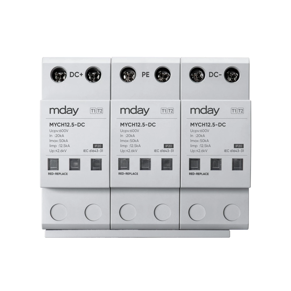 Voltage Protector For Dc 3p T1 12.5ka 600v 1000v Pv Surge Protection