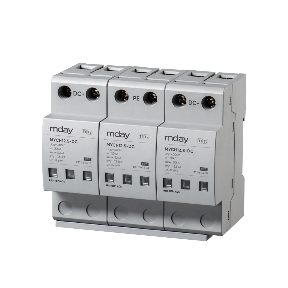 Voltage Protector For Dc 3p T1 12.5ka 600v 1000v Pv Surge Protection