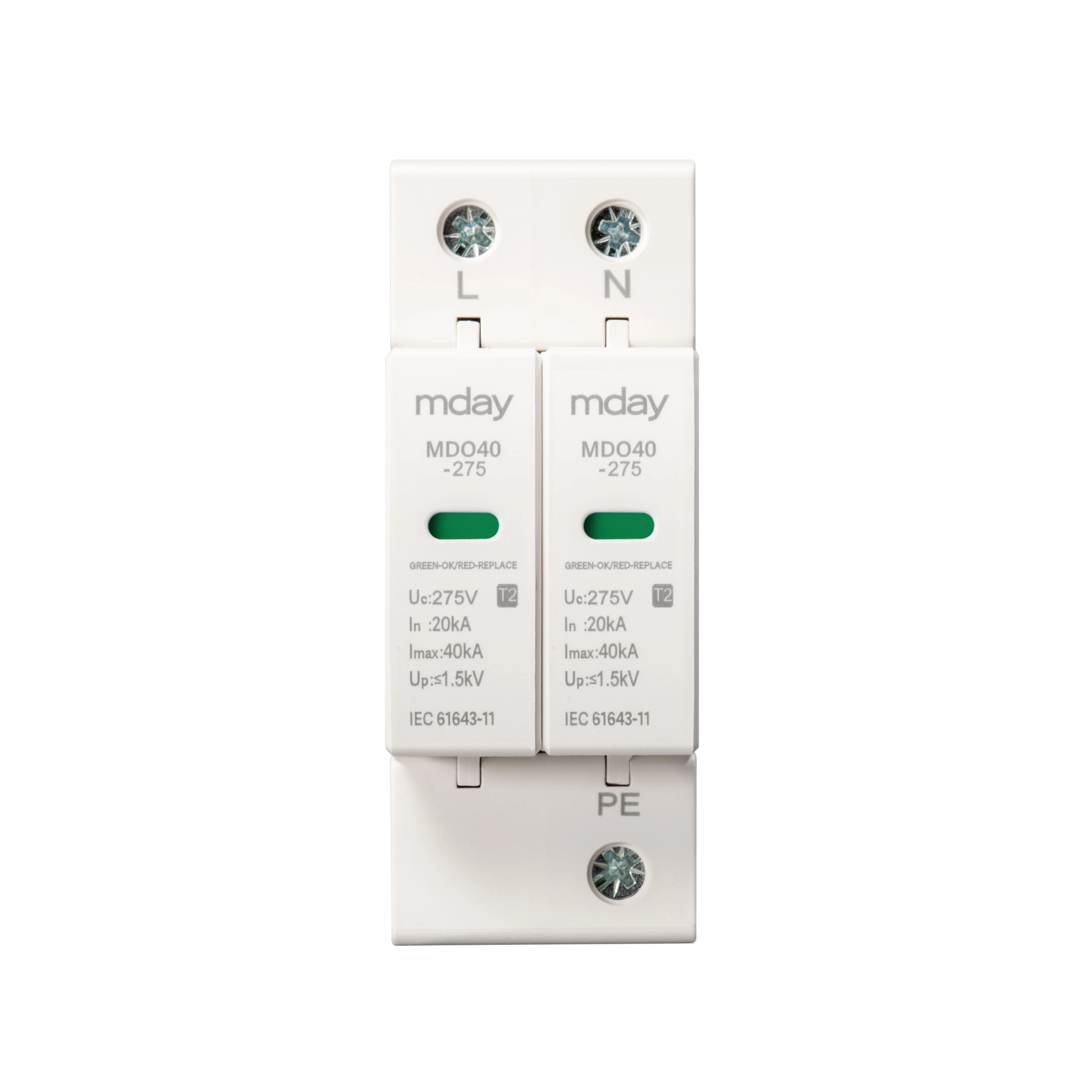 275v 20ka Surge Protection Device Type 1 2 Three Phase Surge Arrester Wall Plug Surge Protector