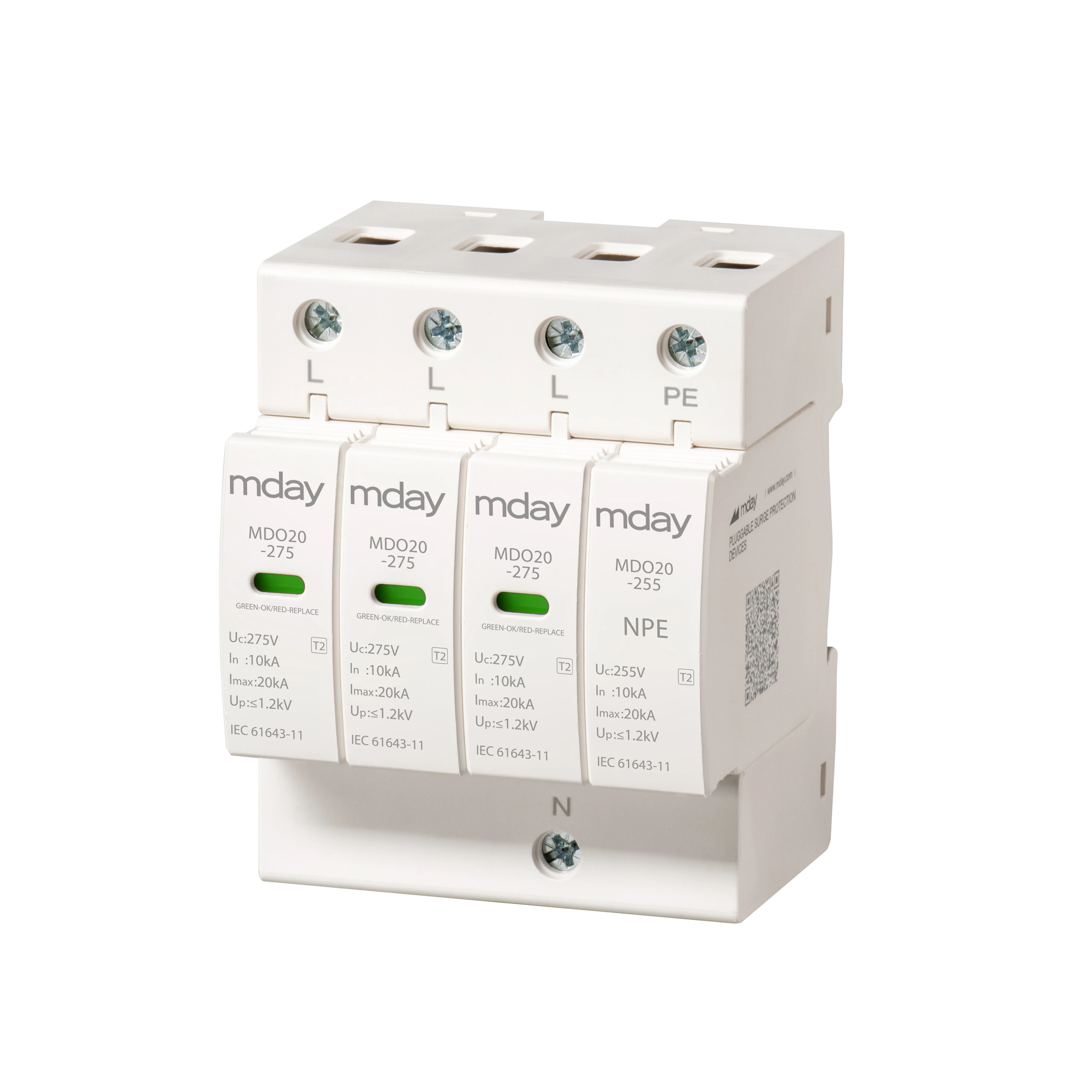 T3 3p+npe Surge Arrester Type 2+3 Surge Protection Device Module 275v Whole Home Surge Protector