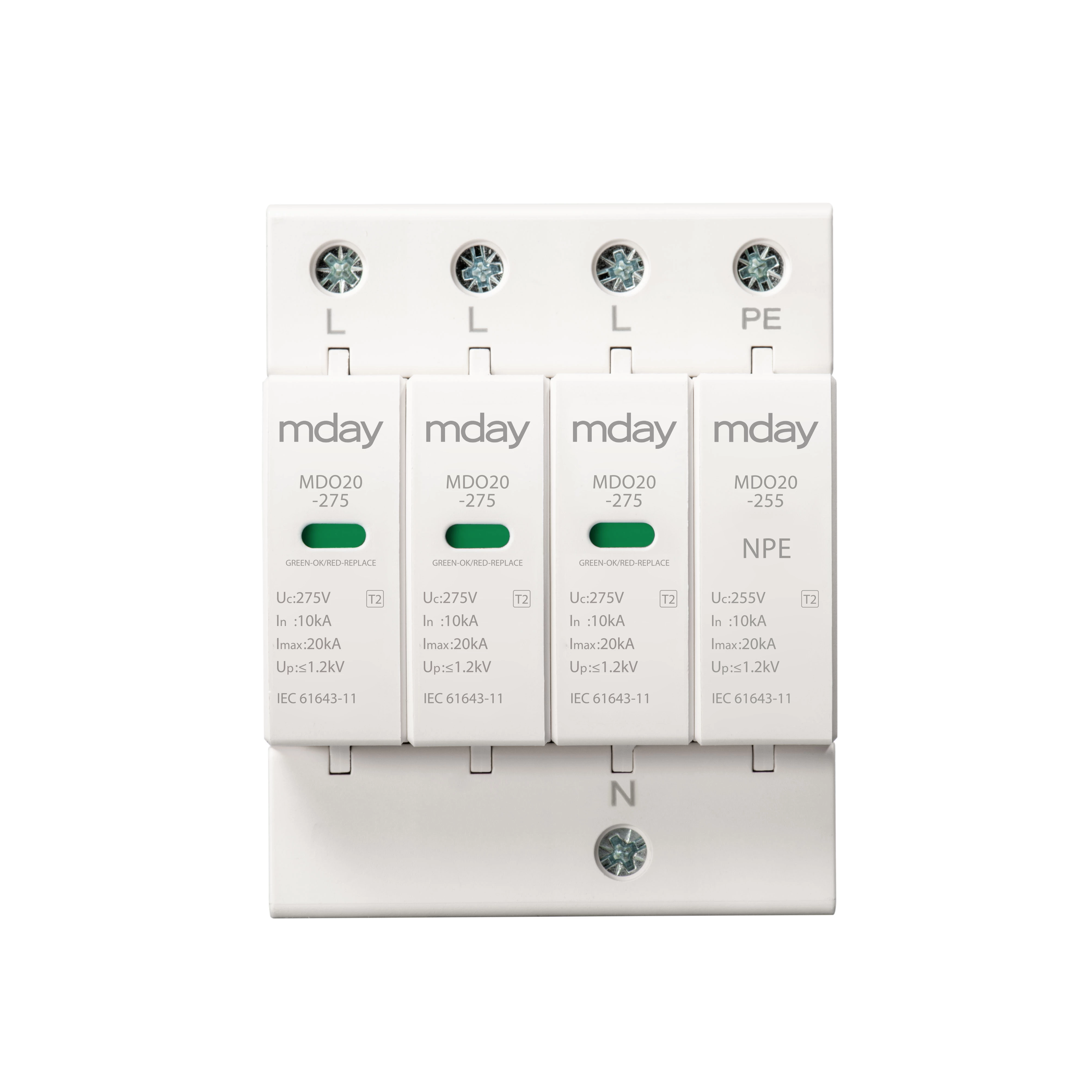 T3 3p+npe Surge Arrester Type 2+3 Surge Protection Device Module 275v Whole Home Surge Protector
