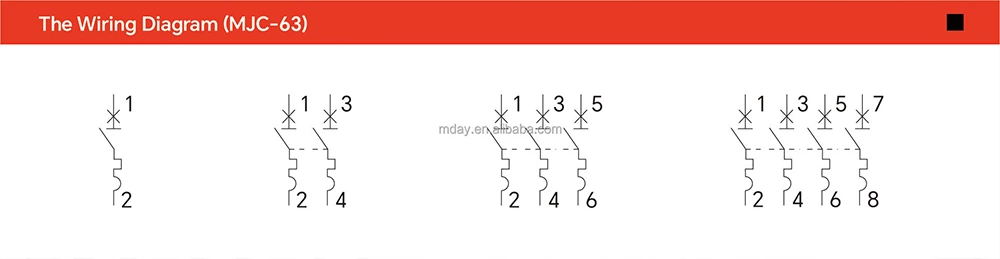Mday AC Miniature Circuit Breakers 220V 400V Mcb 20a 32a 40a 63a Power Distribution Equipment