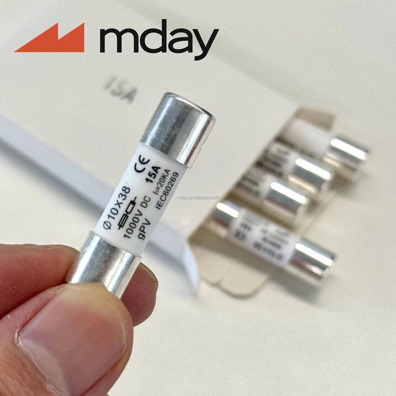 Mday Ceramic Cylindrical PV Solar Dc 1000V 6A 8A 10A 12A 15A 16A 20A 25A 30A 32A Fuse Link 10*38 for Solar PV System