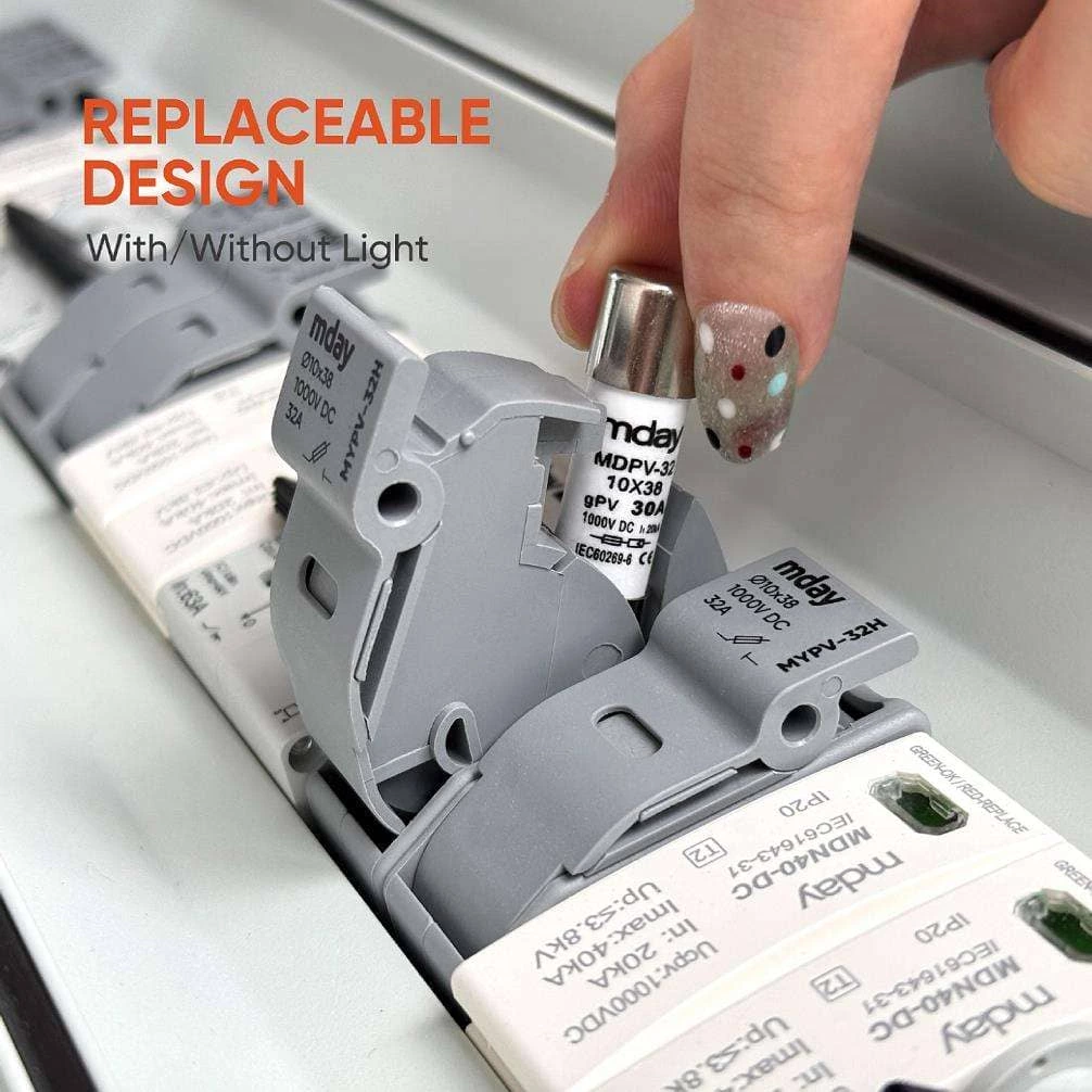 Mday Ceramic Cylindrical PV Solar Dc 1000V 6A 8A 10A 12A 15A 16A 20A 25A 30A 32A Fuse Link 10*38 for Solar PV System