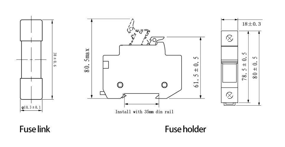 Mday MDPV-32 32A 10x38mm Solar PV System Fuse Base 1000V DC Fuse Holder for DC Combiner Box