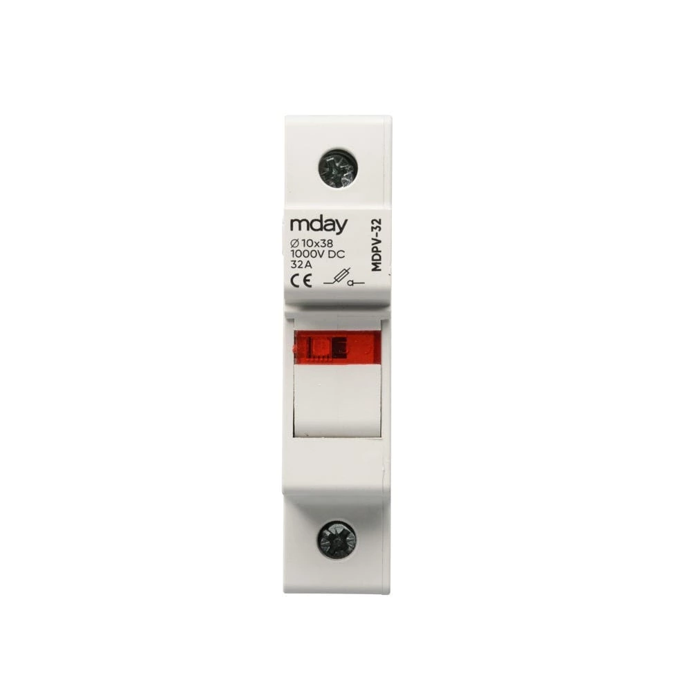 Mday MDPV-32X 32A 10x38mm Solar PV System Fuse Base With Light 1000V DC Fuse Holder for DC Combiner Box