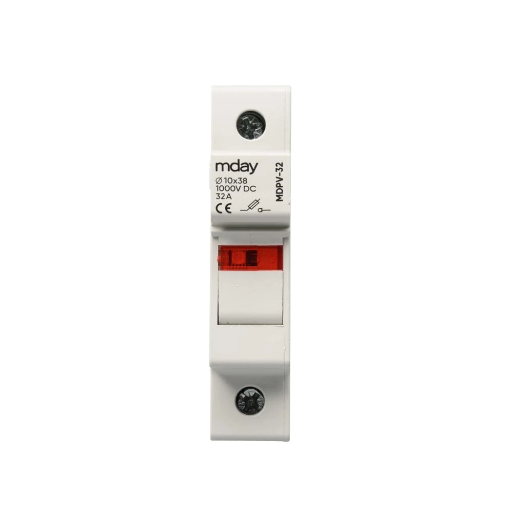 Mday MDPV-32X 32A 10x38mm Solar PV System Fuse Base With Light 1000V DC Fuse Holder for DC Combiner Box