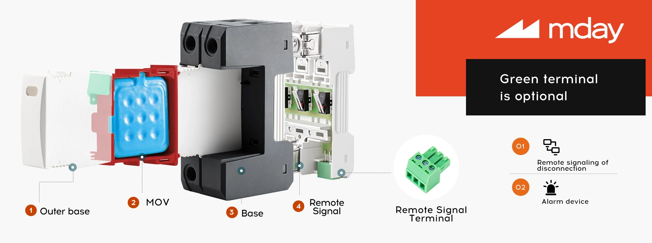 Mday T2 MDN40 1000V 2P DC Solar SPD Surge Protector 20KA 40KA Lightning Protection Solar System