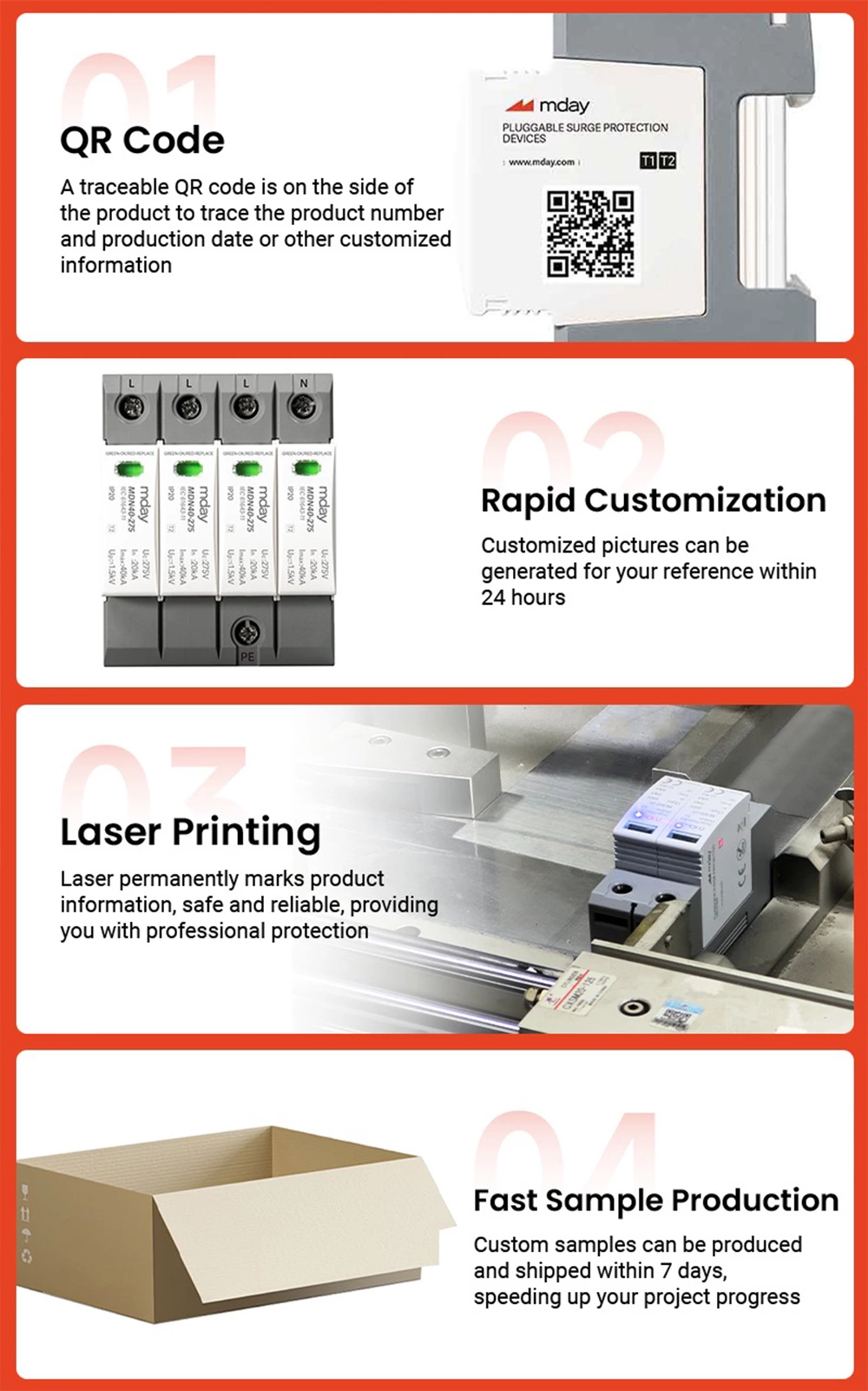 Mday T2 MDN40 1000V 2P DC Solar SPD Surge Protector 20KA 40KA Lightning Protection Solar System