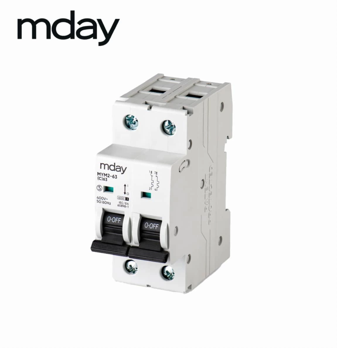 Mday AC MCB 32A 400V 2P Copper Miniature Circuit Breakers 6kA Rail Mounting Electrical Equipment