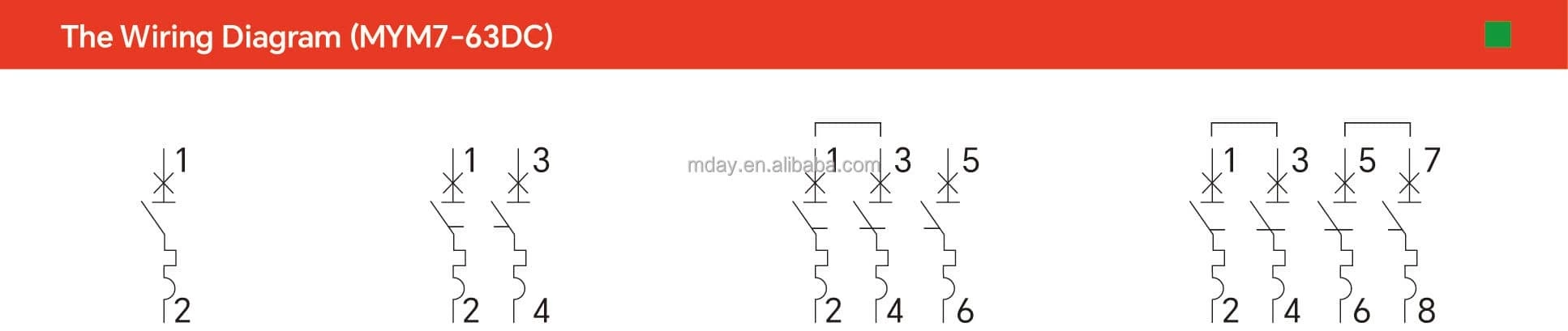 Mday High Quality Dc Circuit Breaker 2P 1-63A MCB Solar Miniature Circuit Breaker
